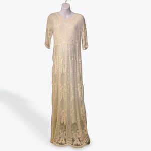 Cream Lace Boho Maxi Dress